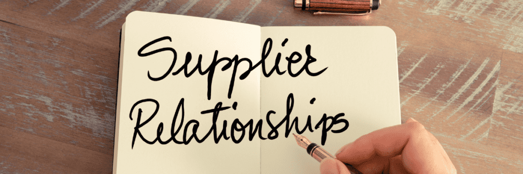 Supplier relationship written in a notebook