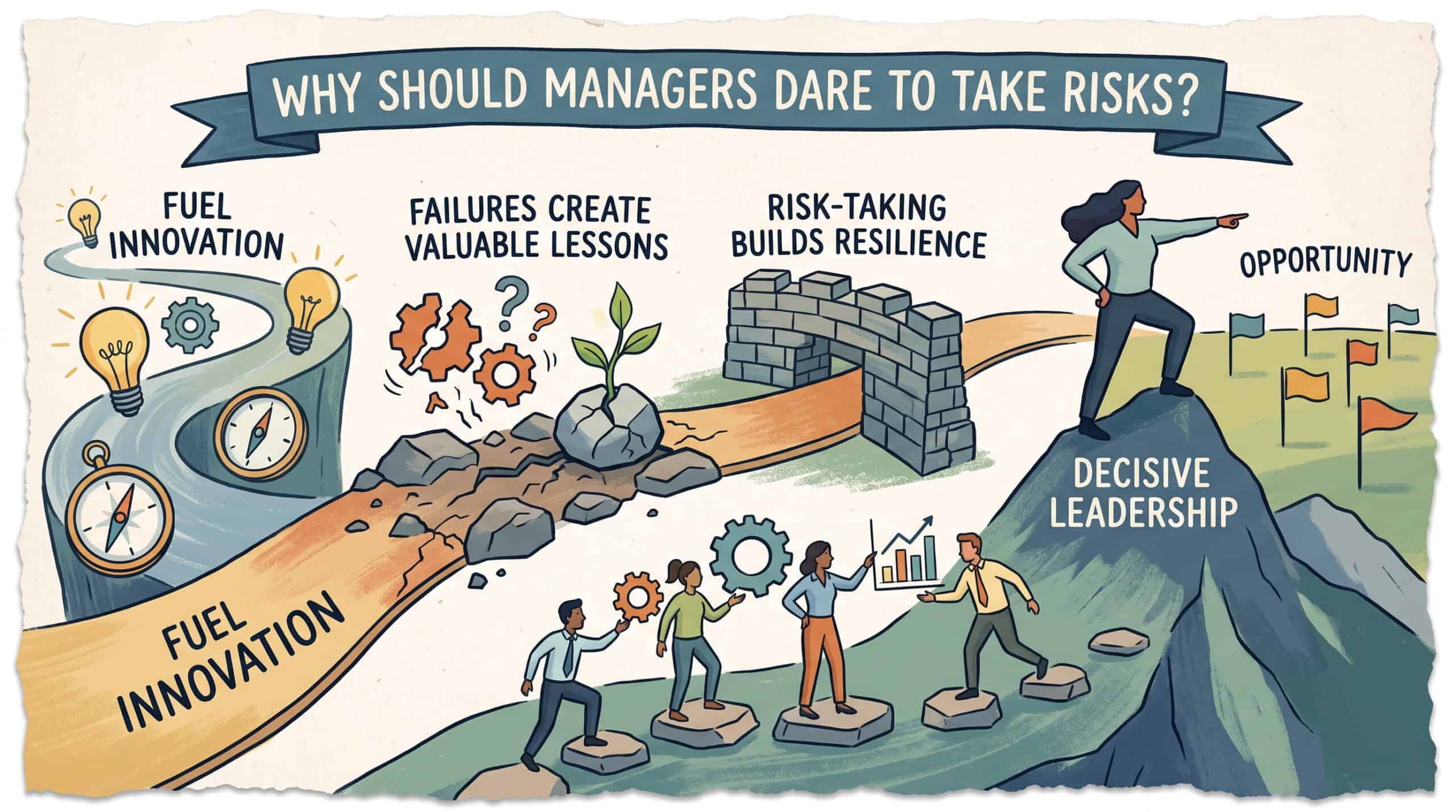 Infographic showing why managers should dare to take risks.